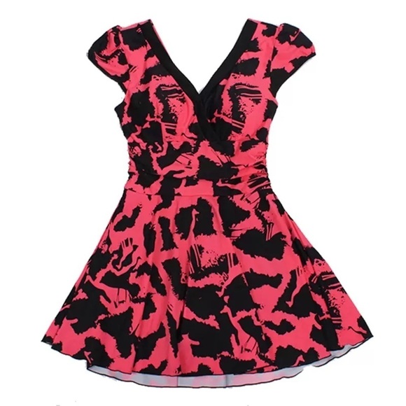 One Piece High Waist Elastic Shaping Body Floral Bathing Suit with Boyshort - Picture 4 of 9